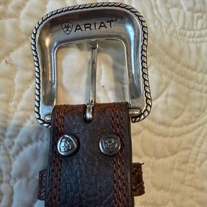 Ariat Silver Buckle Brown Leather Belt